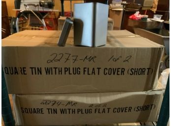 Two Boxes (48 Total) Square Tin With Plug Flat Cover (Short)