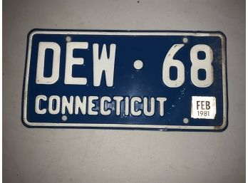 One Connecticut License Plate- DEW-68