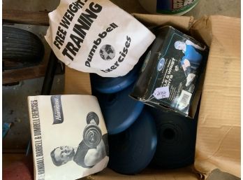 Box Of Blue Weights - Barbell Included But Not Pictured