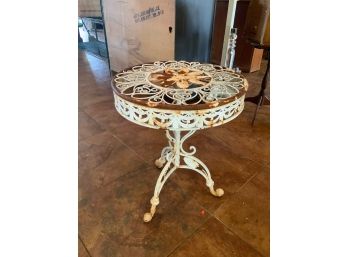 Small White Metal Flower Table
