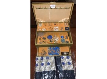 Big Jewelry Box With Contents And Silk Scarf