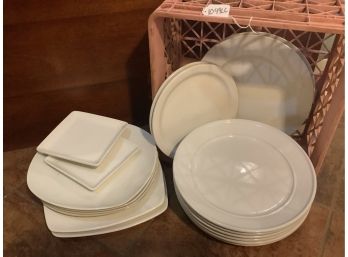 White Dishes - Random Various Sized Dinner Plates