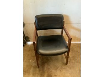Wooden Chair With Black Upholstered Seat And Back