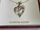 (2) 18K Gold Over Sterling Silver Diamond Accent Necklaces