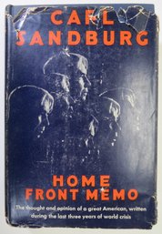 1943 Home Front Memo Carl Sandburg First Edition Hardcover