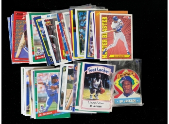(65) 1980's-1990's Bo Jackson Baseball And Football Cards