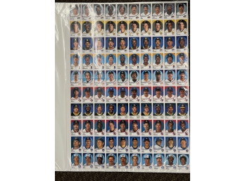 Uncut Sheet Of (200) Panini Baseball Stickers