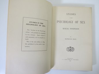 1904 Studies In The Psychology Of Sex / Sexual Inversion