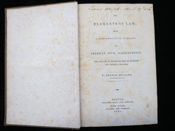 1835 The Elements Of Law By Francis Hilliard