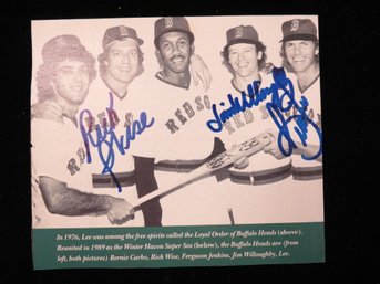 Bill Lee Rick Wise Jim Willoughby Red Sox Signed Photo