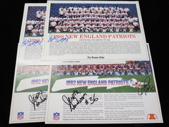 (4) 1988 / 1992 New England Patriots Signed Team Photos