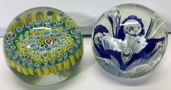 (2) Art Glass Paperweights