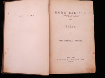 1861 John Greenleaf Whittier Home Ballads Hardcover Book