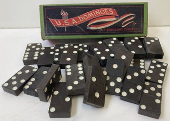 Vintage 1930's Era USA Dominoes-Full Set In Original Box