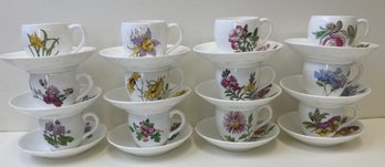 Set Of (12) MINTON Tea Cups & Saucers With Floral Patterns