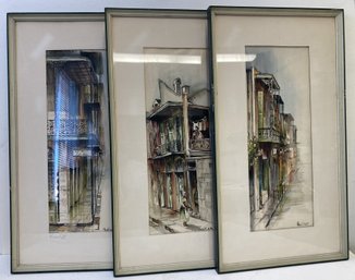 (3) Framed Watercolor Paintings New Orleans By ROBERT MALCOLM RUCKER (1932 - 2001)