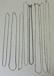 (8) Sterling Silver .925 Chain Necklaces Lot 1.14 TOZ
