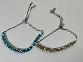 (2) Sterling Silver .925 Topaz Lariat Slide Bracelets