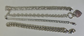 (4) Sterling Silver .925 Chain Bracelets 2.31 TOZ.