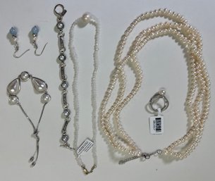 (6) Sterling Silver .925 Pearl Jewelry Lot