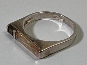Sterling Silver .925 Modern Topaz Ring Sz 8.5