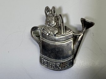 1990 Sterling Silver Easter Peter Rabbit Brooch Pin F.W. Co. H & H