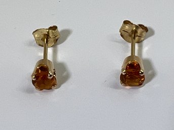 14K Yellow Gold Citrine Stud Earrings .6 Grams