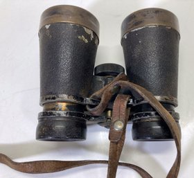 WWII Era Binoculars In Original Hard Case