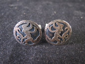 Pair Of Vintage '900' Sterling Silver Mexican Cuff Links