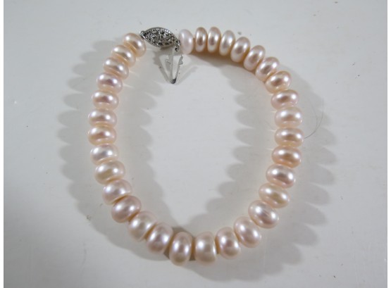 Sterling Silver .925 Mixed Pink Pearls Bracelet