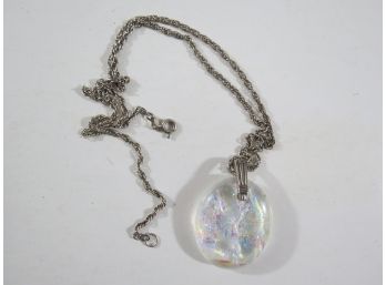 Sterling Silver .925 Necklace With Art Glass Pendant
