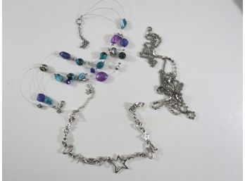 (3) Chicos Necklaces Costume Jewelry Rhinestones, Beads, Stars