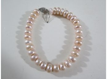 Sterling Silver .925 Mixed Pink Pearls Bracelet