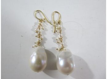 Sterling Silver .925 HAN Pearl Dangle Earrings
