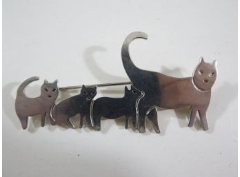 Sterling Silver Vintage TAXCO Mexico Cat Kittens Brooch