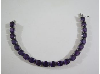 Sterling Silver .925 FAS Purple Stone Tennis Bracelet