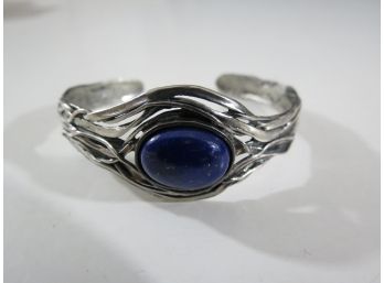 925 Sterling Silver Blue Lapis Lazuli Cuff Bracelet Israel PZ