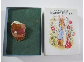 Beatrix Potter Mrs Tigglewink Enameled Pin Brooch With Box