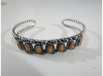 Sterling Silver .925 Carolyn Pollack Orange Coral Cuff Bracelet