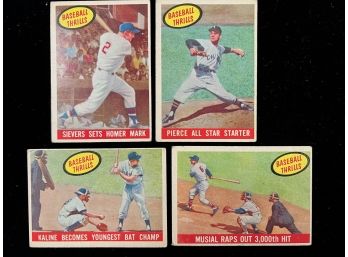 (4) 1959 Topps Baseball Thrills Baseball Cards