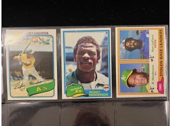 (3) Rickey Henderson Baseball Cards W/ Rookie Card