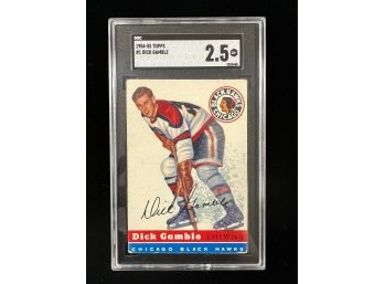 1954-55 Topps #1 Dick Gamble Hockey Card SGC 2.5 GD
