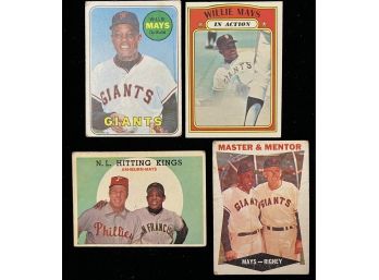 (4) 1959-1972 Willie Mays Baseball Cards