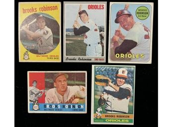 (5) 1959-1976 Brooks Robinson Baseball Cards