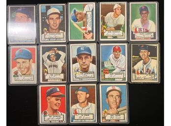 (13) Different 1952 Topps Baseball Cards