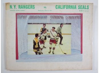 1971 NY Rangers Vs Seals Hockey Program