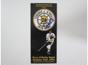Terry O'Reilly Boston Bruins Hockey Signed Pamphlet