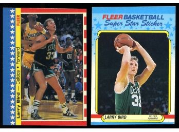 (2) 1987-1988 Fleer Larry Bird Basketball Stickers