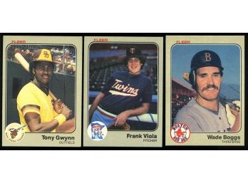 (3) 1983 Fleer Gwynn, Boggs, Viola Rookie Cards