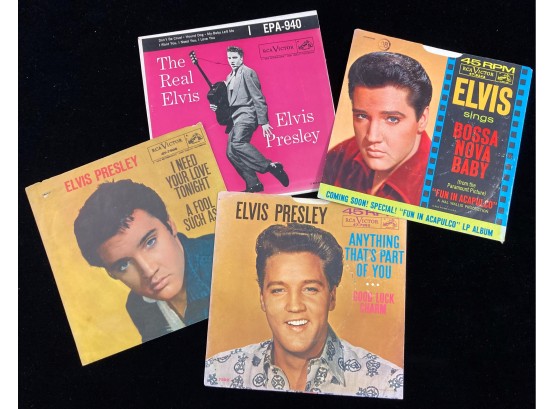 (4) Elvis 45RPM Picture Sleeves